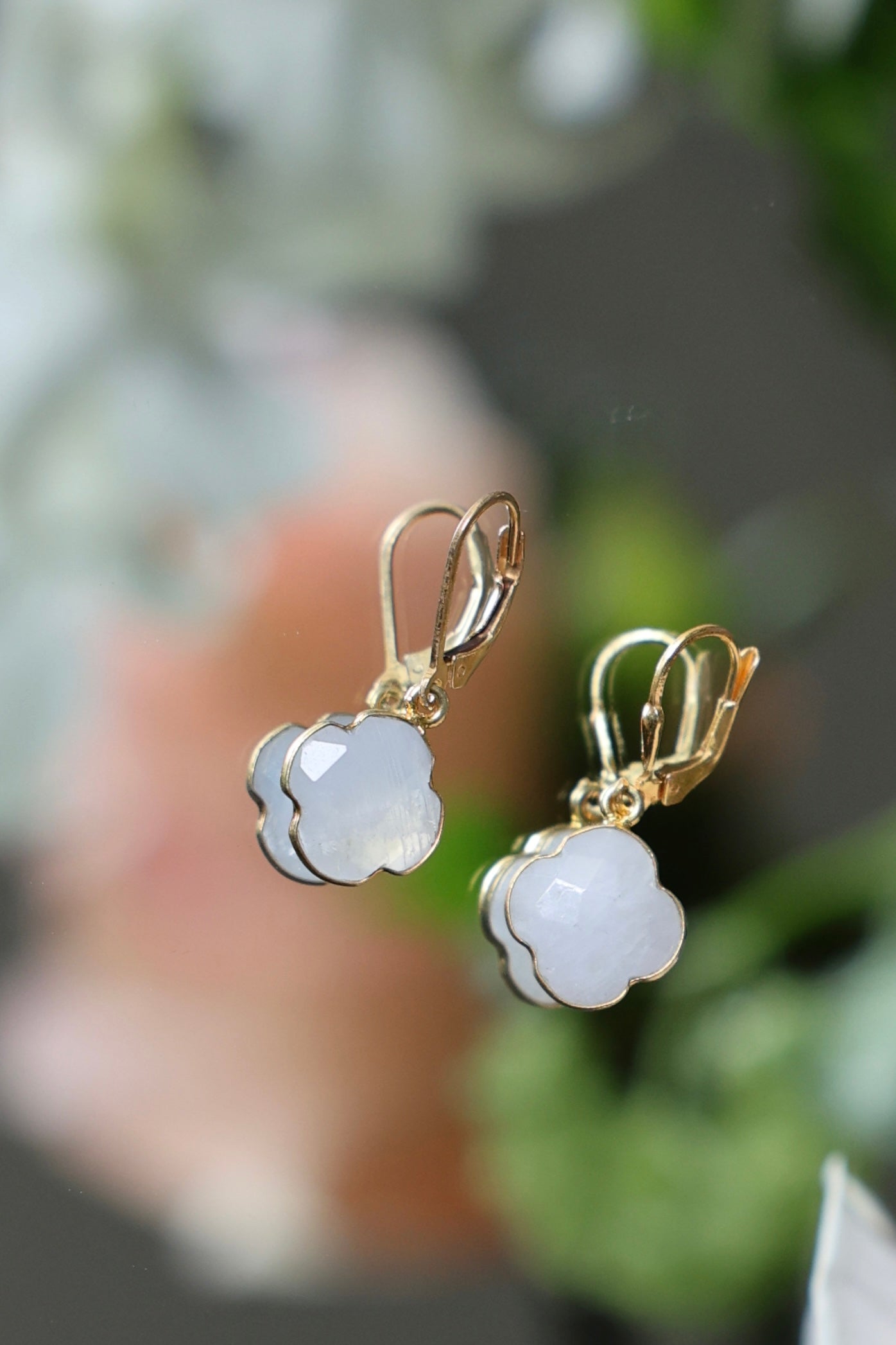Flower of life stone earrings