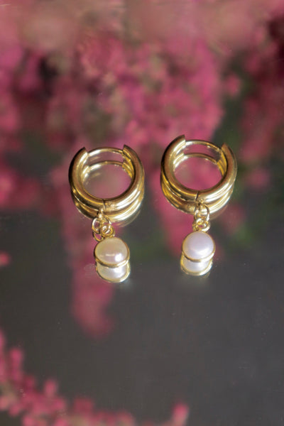 Creole earrings for non-pierced ears - Genuine Gemstones