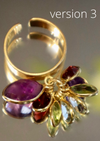 925 silver or gold Amusette ring with 8 semi-precious stones, adjustable