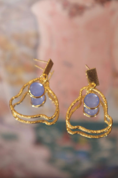 Earrings small cloud blue pebble