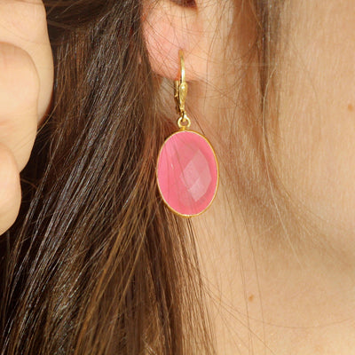 Pink chalcedony earrings