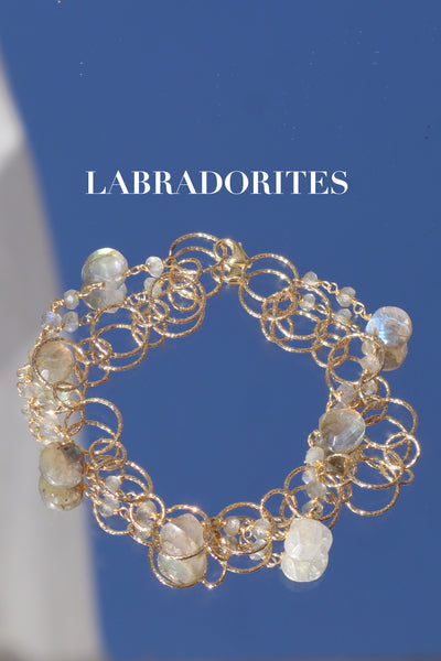 Bubble bracelet moonstone or labradorite