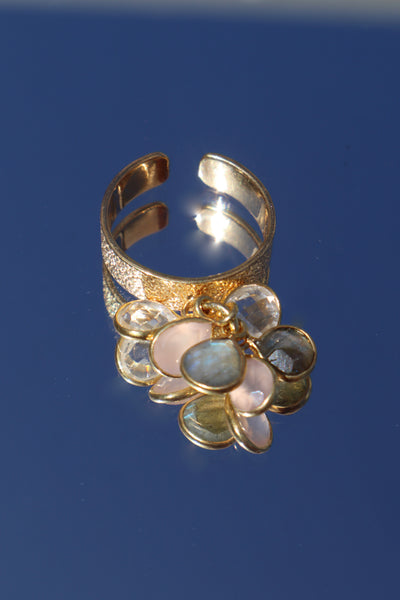 Bagatelle Ring - Semi-precious stones in adjustable silver plate