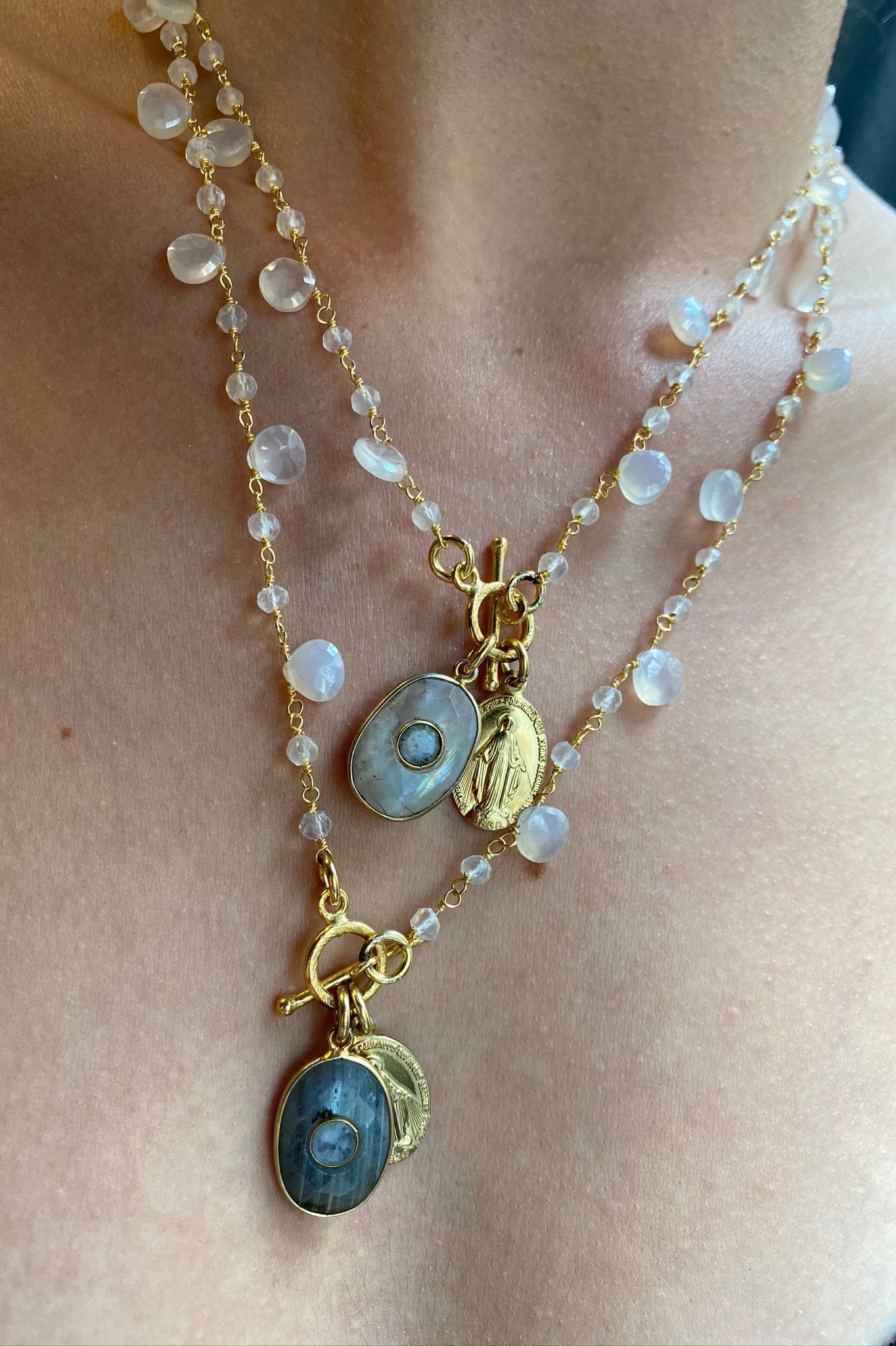 Winter Garden Necklace - Moonstone and miraculous medal | Mathilde Ma Muse