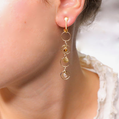 Bubble labradorite and tiger eye earrings