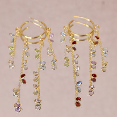 multi-stone creole earrings