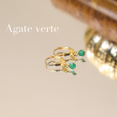 Mini green agate earrings