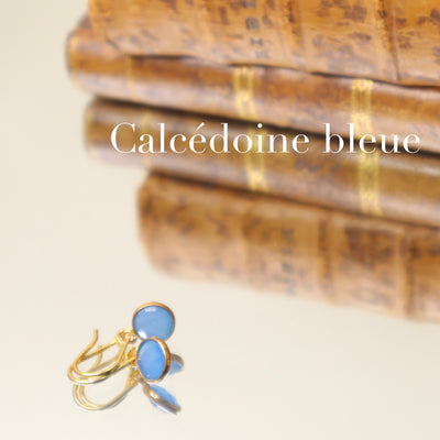 earrings small blue chalcedony stones