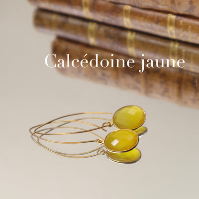 Yellow chalcedony wishbone earrings