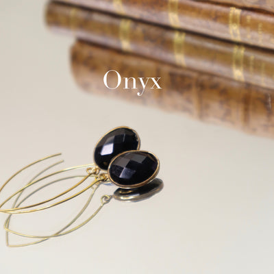 Onyx wishbone earrings
