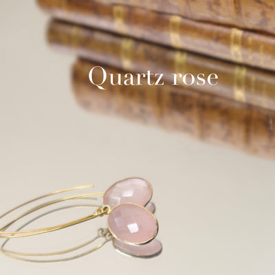 Rose quartz wishbone earrings