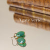 Earrings green agate stone