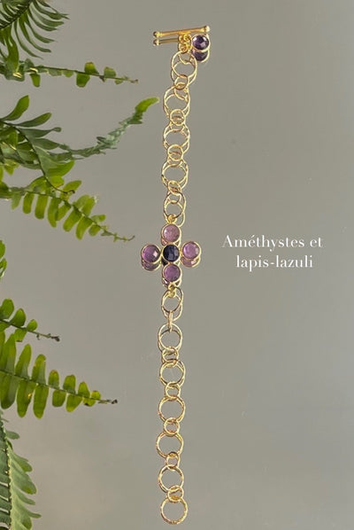 happy bubble amethyst and lapis lazuli bracelet