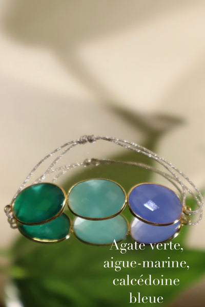 bracelet wire semi-precious stones blue green