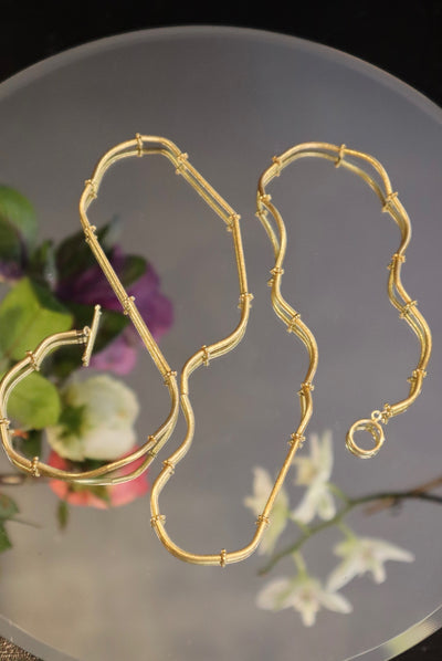 Vibrato Necklace - Vermeil Necklace with Arabesques - 85 cm